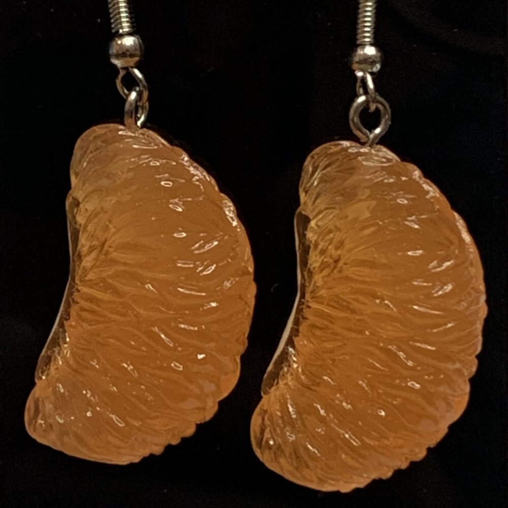 Mandarin Orange Earring, Funny Food Earring, Gift Idea, Silly Earring Novelty